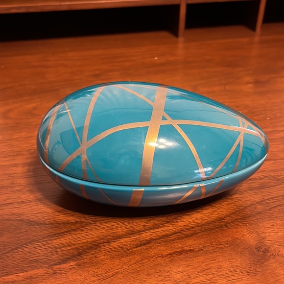 Jonathan Adler Other - Jonathan Adler Santorini Aphrodite Crisscross Trinket Box Porcelain Teal Gold